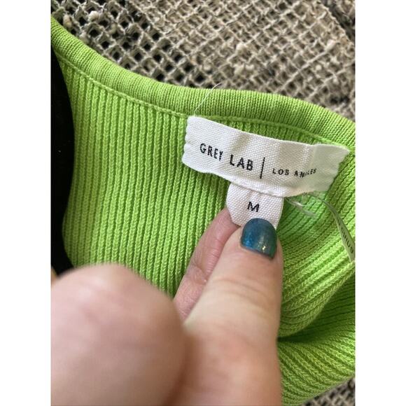 Grey Lab Los Angelas Green Ribbed Medium Bodysuit Spring Festival Rave High Cut - Picture 6 of 7